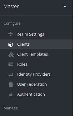Keycloak client menu entry